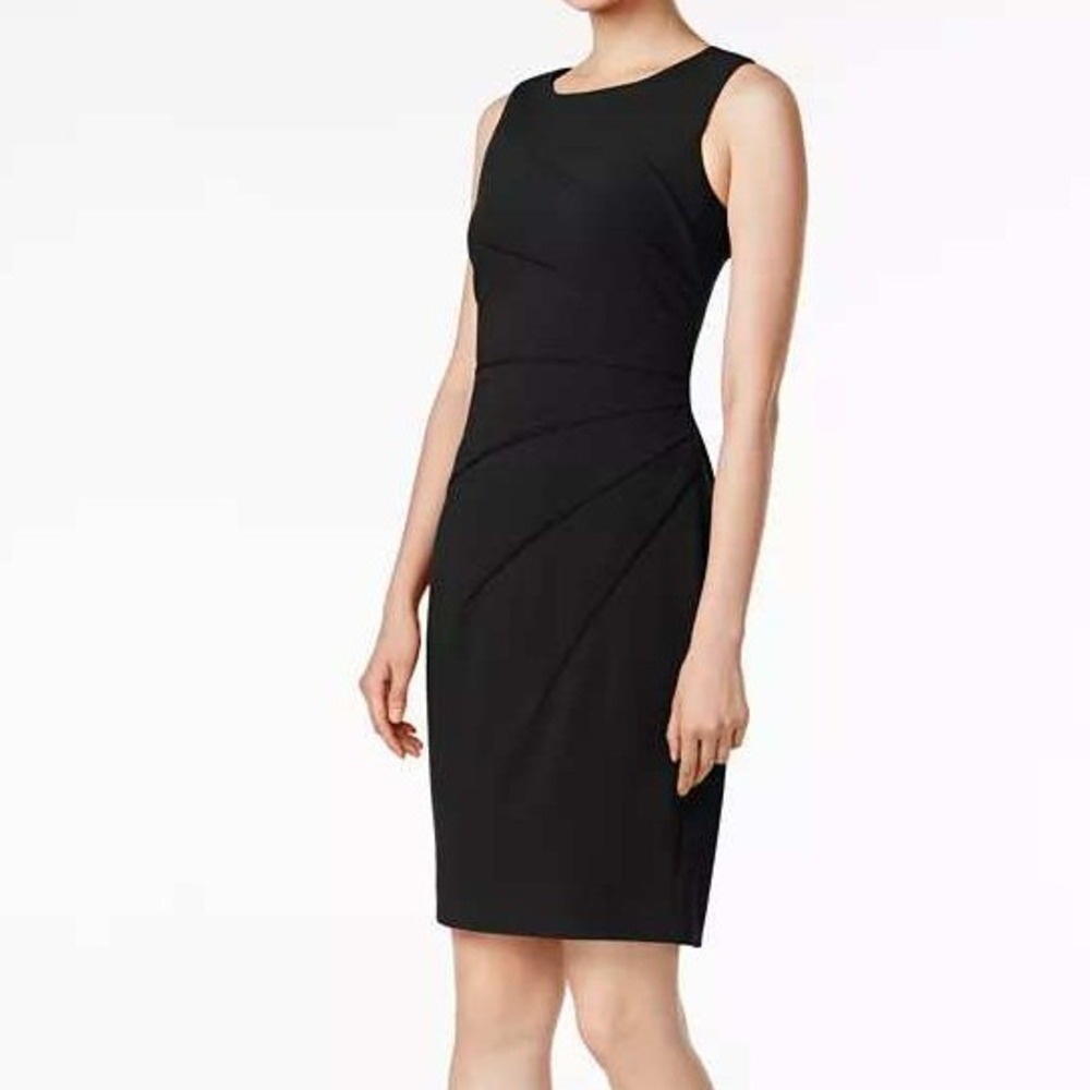 Calvin Klein Womens Black Pleated Sunburst Sheath Dress‎ CD5C1B4P Size 12 NEW